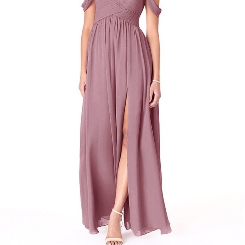 Azazie Mauve Off-Shoulder Maxi Dress